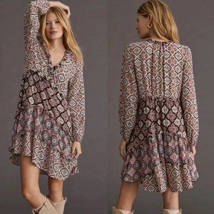 Anthropologie Tiered V-neck Mini dress